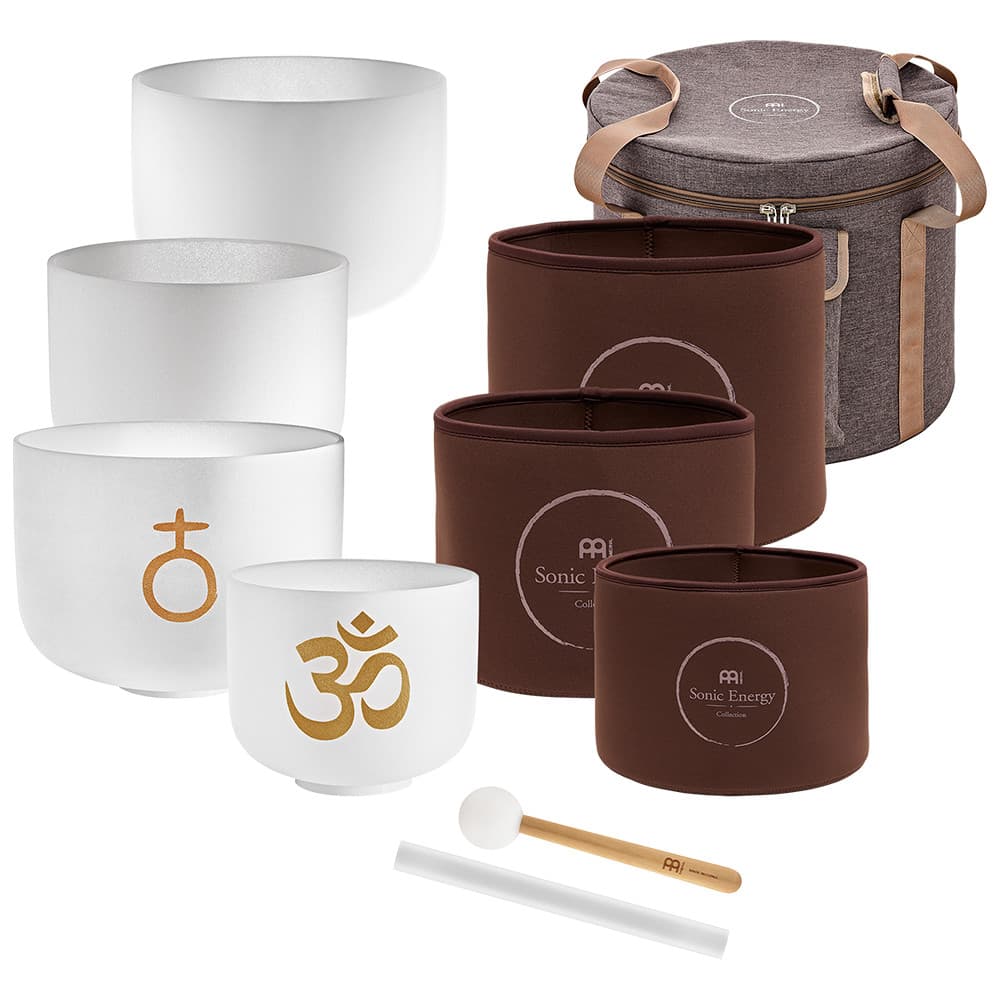 4-piece Om Crystal Singing Bowl Set
